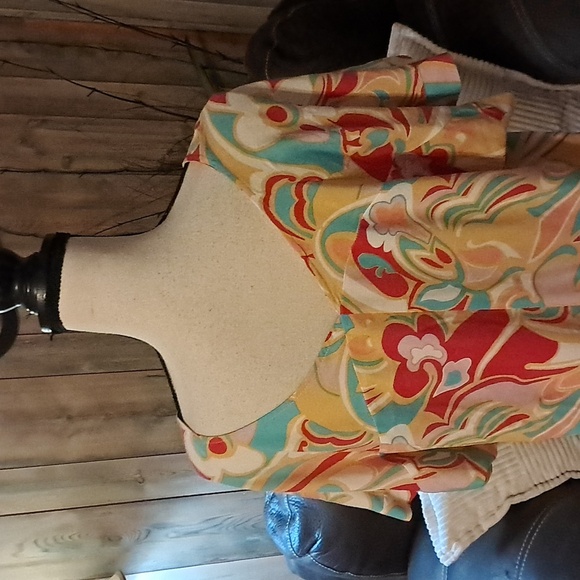 Emily Wonder Women Colorful Abstract Print Top Size Large - Picture 5 of 7